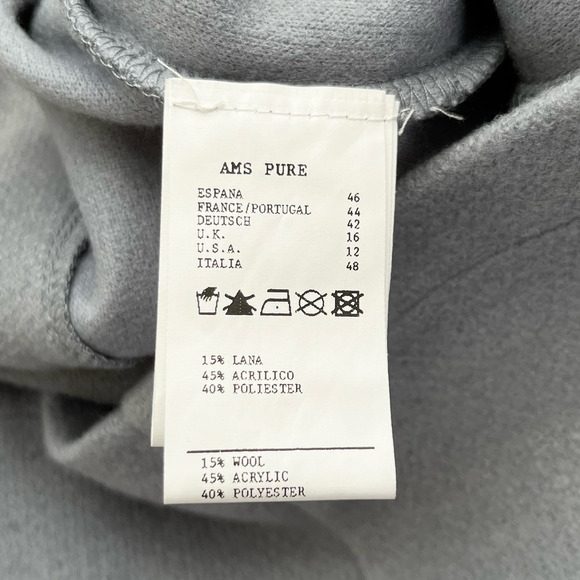 AMS Pure Wool Blend Mockneck Zip Front Blazer Jacket in Light Grey Blue, Size 12 - Picture 11 of 12